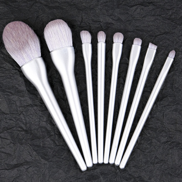 2022 Hot-Saling 8pcs Silver Color Plastic Handle Makeup Brush Kit