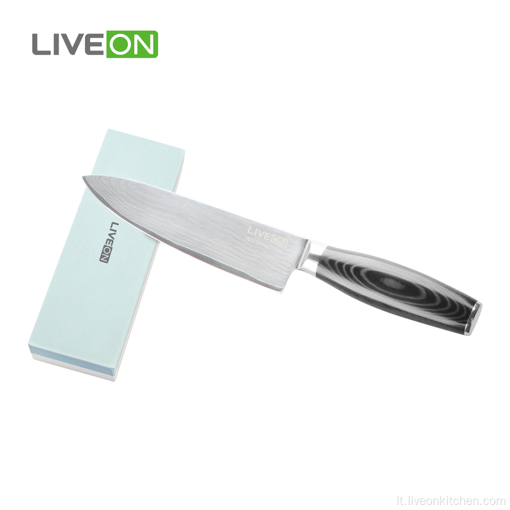 Coltello da chef Damasco a 8 pollici con impugnatura Micarta