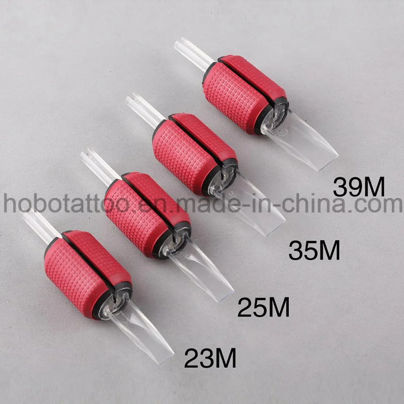 Premium Red Disposable Tattoo Grips with Flat Tip