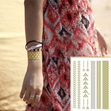 Metallic Flash Body Art Bracelet Design Tattoos Sticker, Waterproof Non-Toxic Temporary Tattoo