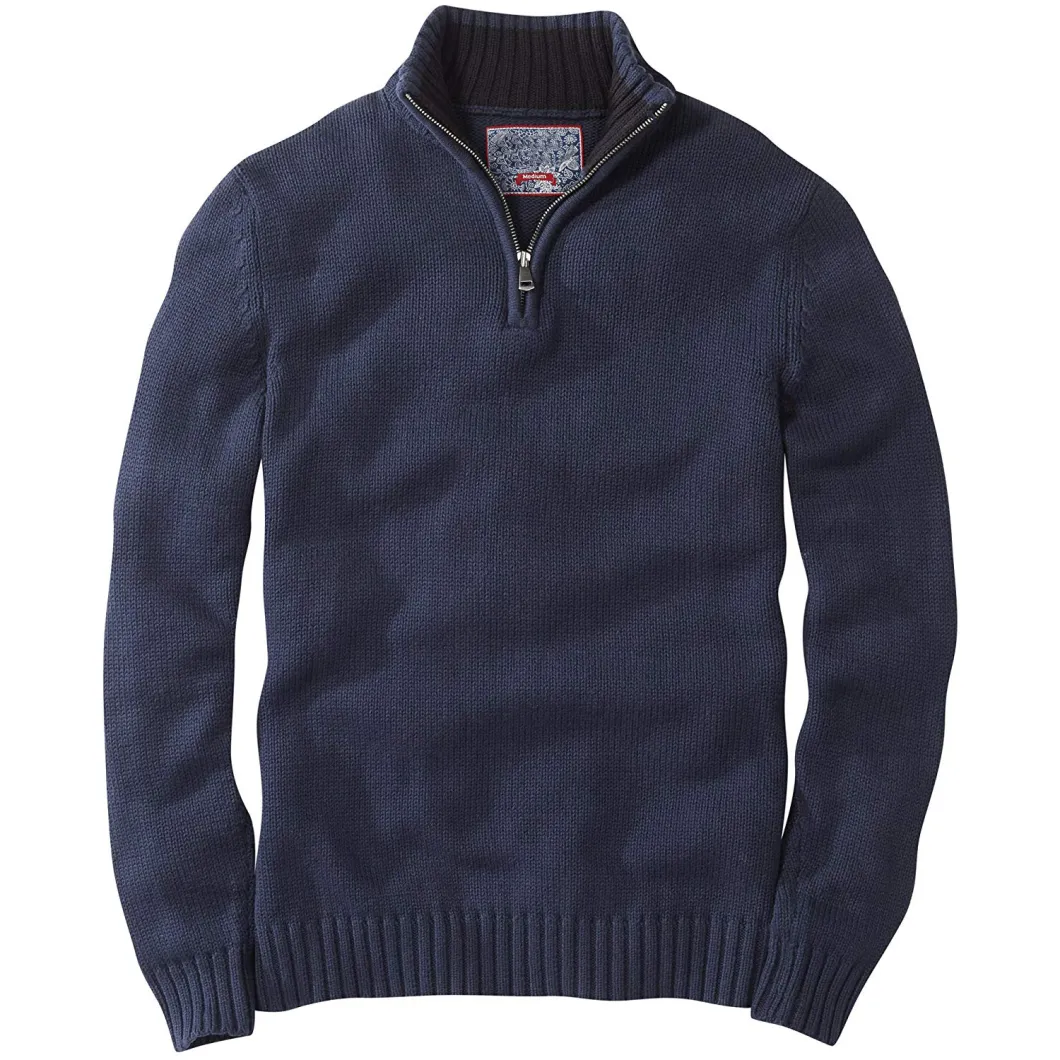 Latest Design Custom Mens Winter Knitted/Plain/Black/Navy Half Zip up Jumpers