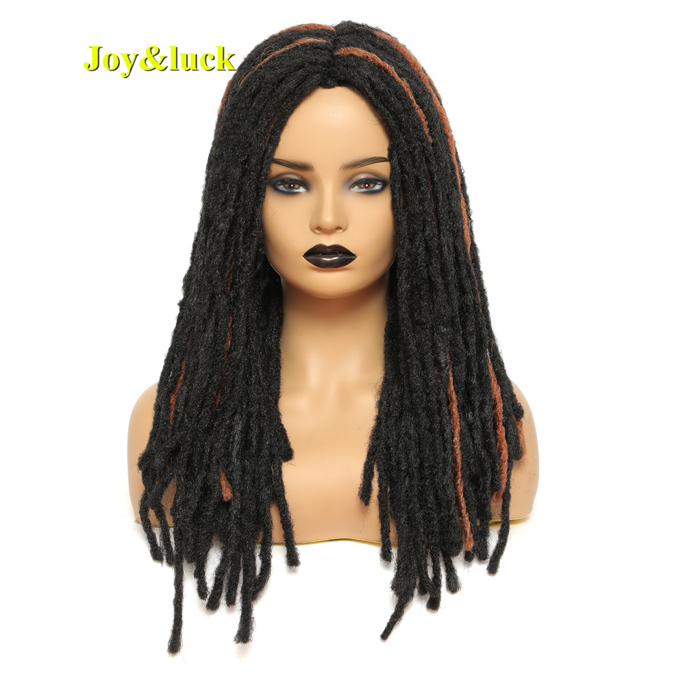 New Crochet Braids Wig Long Straight Dreadlock Black Mix Brown Hair Wigs For Women Or Men Synthetic Braiding Hair Style