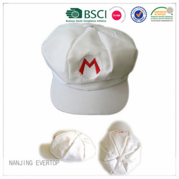 White 2D Embroidery Octagonal Cap Wholesale