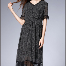 Slash Neck Lace Casual Dress Ladies