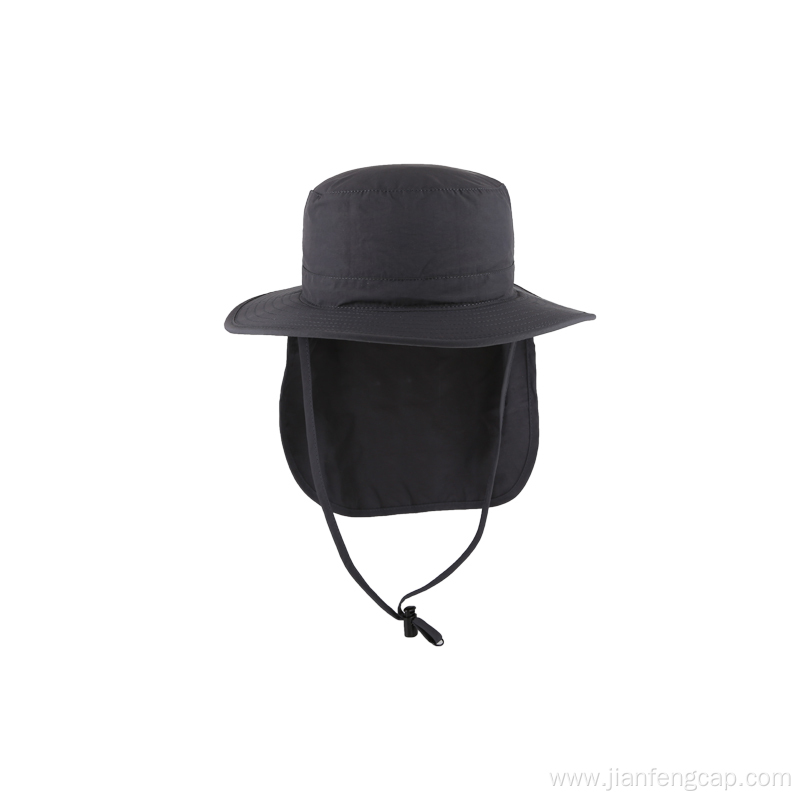 Nylon fabric bucket hat with cape