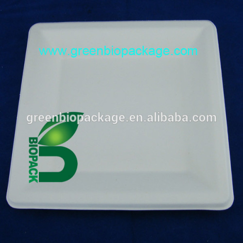 Fast food serving trays, disposable square sugarcane bassage hot food tray