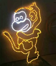 2D Christmas Monkey LED Rope Light Design