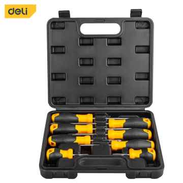 Deli DL260008 tools magnetic PVC handle 8pcs screwdriver set Deli tools