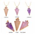 Natural Amethyst Arrow Pendant Necklace