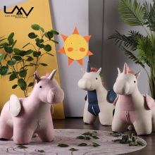 Hot Sales Fashionable Pink Kid Unicorn Horse Stool Ottoman for Living Room & Kids Furniture