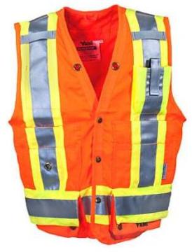 High Visibility Orange Pocketed Surveyors' Safety Vest