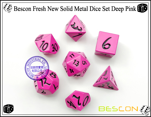 Bescon Fresh New Solid Metal Dice Set Deep Pink-4 Bescon Fresh New Solid Metal Dice Set Deep Pink-4