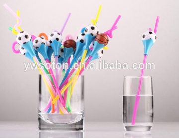 art kid funny plastic straw sport football basketball creative straw