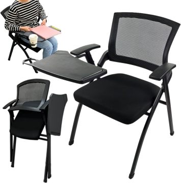 Foldable Office Chair with Integrated Writing Tablet