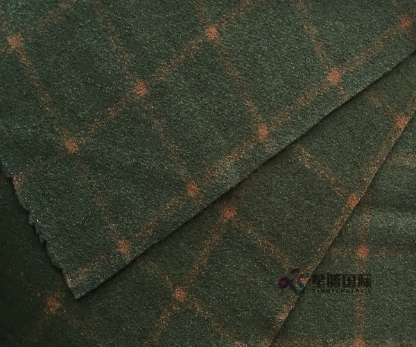 Olive Check Wool Nylon Blend Fabric