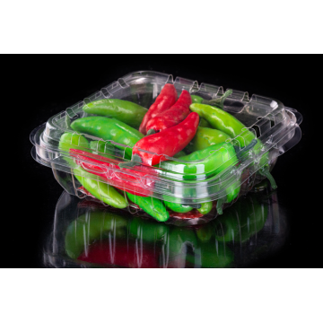 Caja de verduras frescas de plástico desechable con tapa