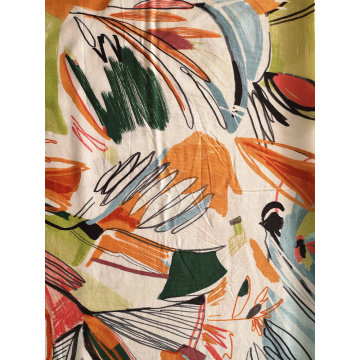 Scrawl Design Rayon Challis 30S Printing Woven Fabric