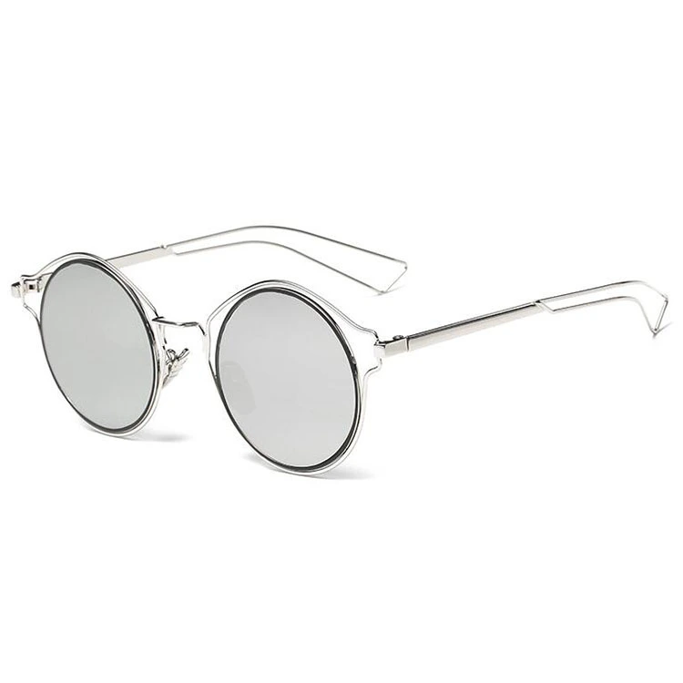 Retro Style Round Shape Metal Sunglasses