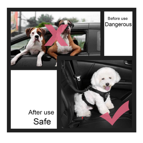 Elastik Bungee Dog Seat Belt Harness