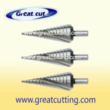 Spiral flute step drill bits
