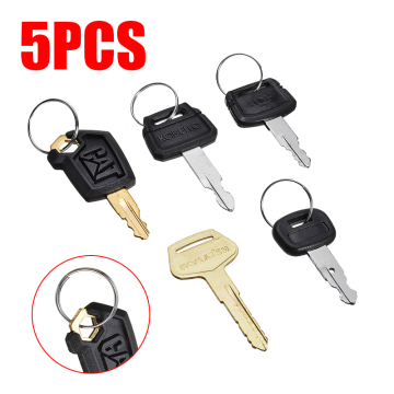 5pcs Excavator Ignition Start Key Set Excavator Replacement Keys for Caterpillar Hitachi Kobelco Komatsu Kubota Dozer Digger