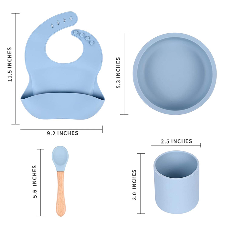 Eco-friendly Heat Resistant Suction Silicone Baby Feeding Bowl Set