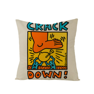 High Quality Printed Square Custom Keith Haring Style Abstract Home Cushion Cover