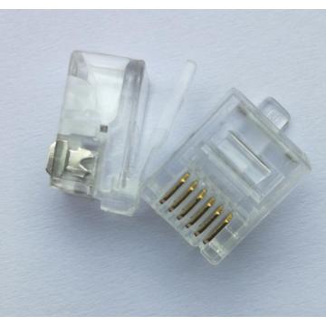 Đầu nối 6P6c Đầu cắm điện thoại Đầu nối RJ11 6P6C Đầu pha lê Mạ vàng 3U