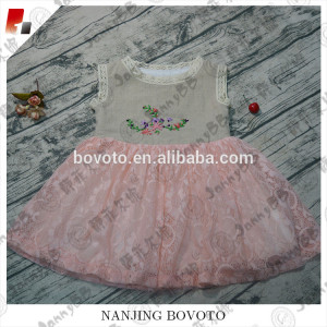 Hand embroidery pink easter dresses for toddlers