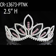 Corona de flores de tiaras de diamantes de imitación rosa