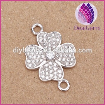 925 silver micro pave crystal flower connector buckle