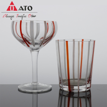 Colored Stripes Glass Tea Cups Wine Cup