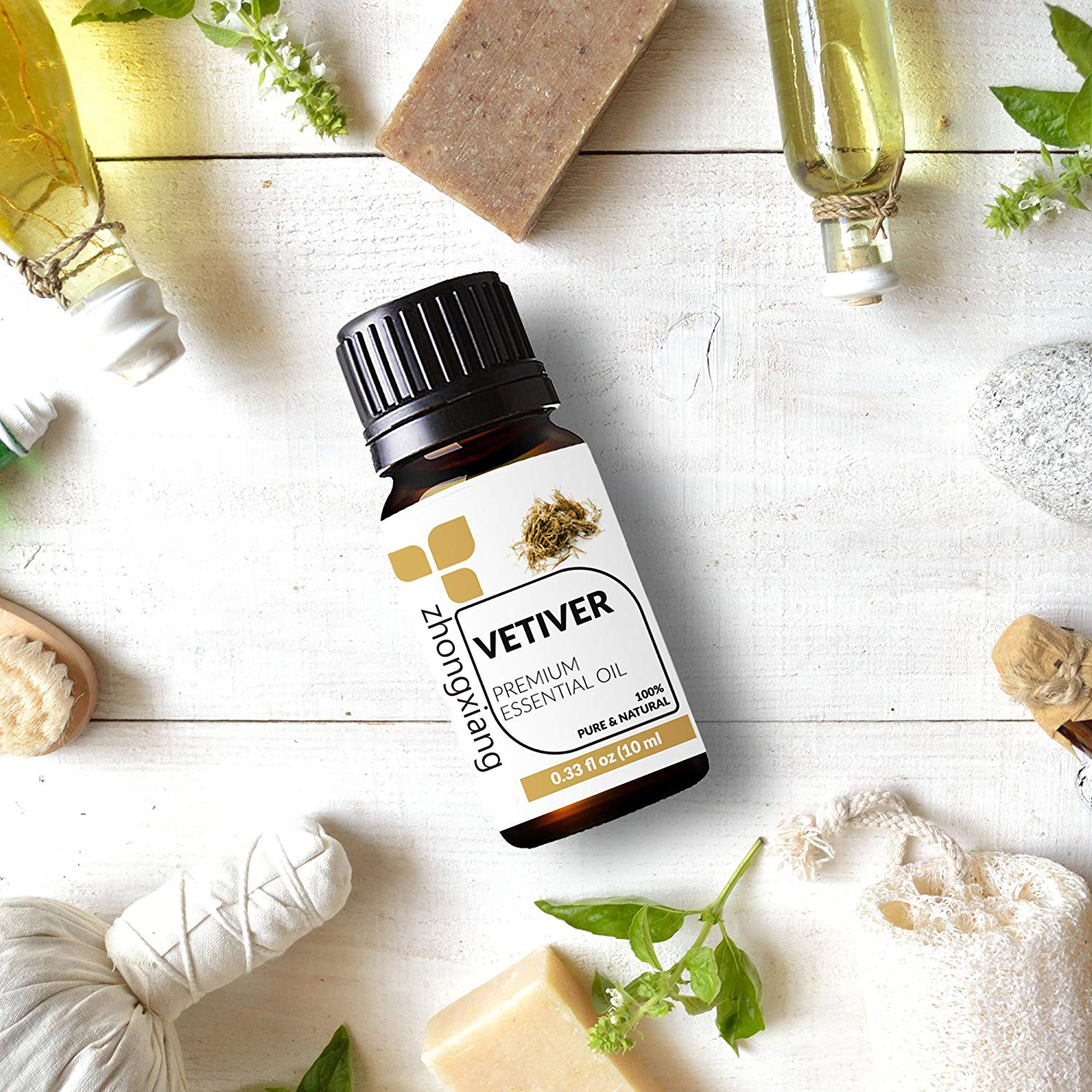 Private Label Box Vetiver Essential Oil Aromatherapy Vetiver Essential Oil Pure Natural Wholesale Custom OEM Vetiver Essential Oil