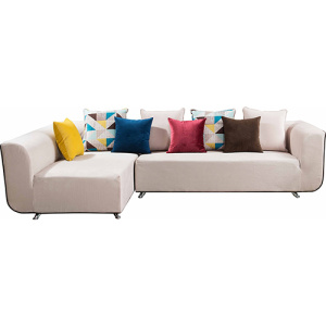 Beige Gewebe Gepolstertes L-förmiges Eck-Sofa