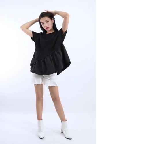 LADIES FRILLED SHORT SLEEVE T-SHIRT