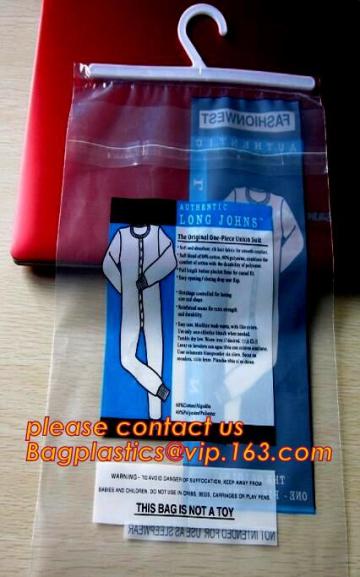 VINYL HANGER HOOK BAGS, UNDERWEAR PACKING, HANGER HOOK PLASTIC BAGS