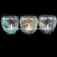 Tealight candle holder, fake twig in interlayer, trilling