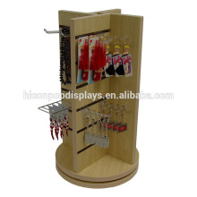 Fashion Accessories Retail Store Advertising Unit Countertop Wood Revolving Slatwall Display Tower