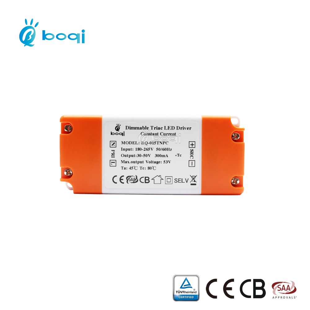 boqi triac dimmable 15w phase cut led driver with CE CB SAA