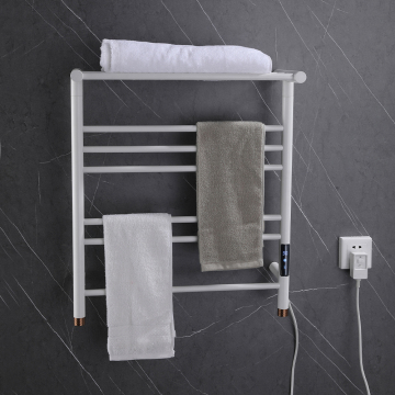 White Steel Heated Smart Towel Rail - New Style Wall Mount Bathroom Electric Rack
