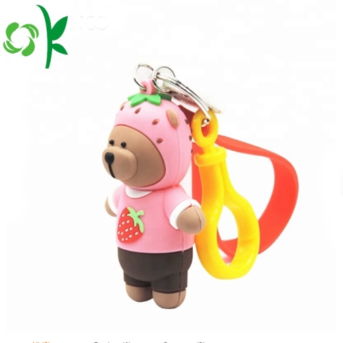 New Style Cartoon Bear Bag Hållare Silicone Keychains