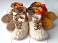 Crochet ที่มีสีสัน Handmade เด็ก Enfant Dollies รองเท้า / รองเท้า