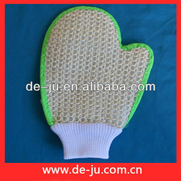 Natural Sisal Polyester Back Cleaning Scrub Exfoliating Gloves