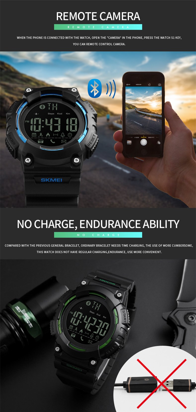 Skmei fashion smart watches men android waterproof