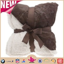 Embossed Reversible Textured Fuzzy Soft Chocolate 127x152cm Sherpa Throw Blanket