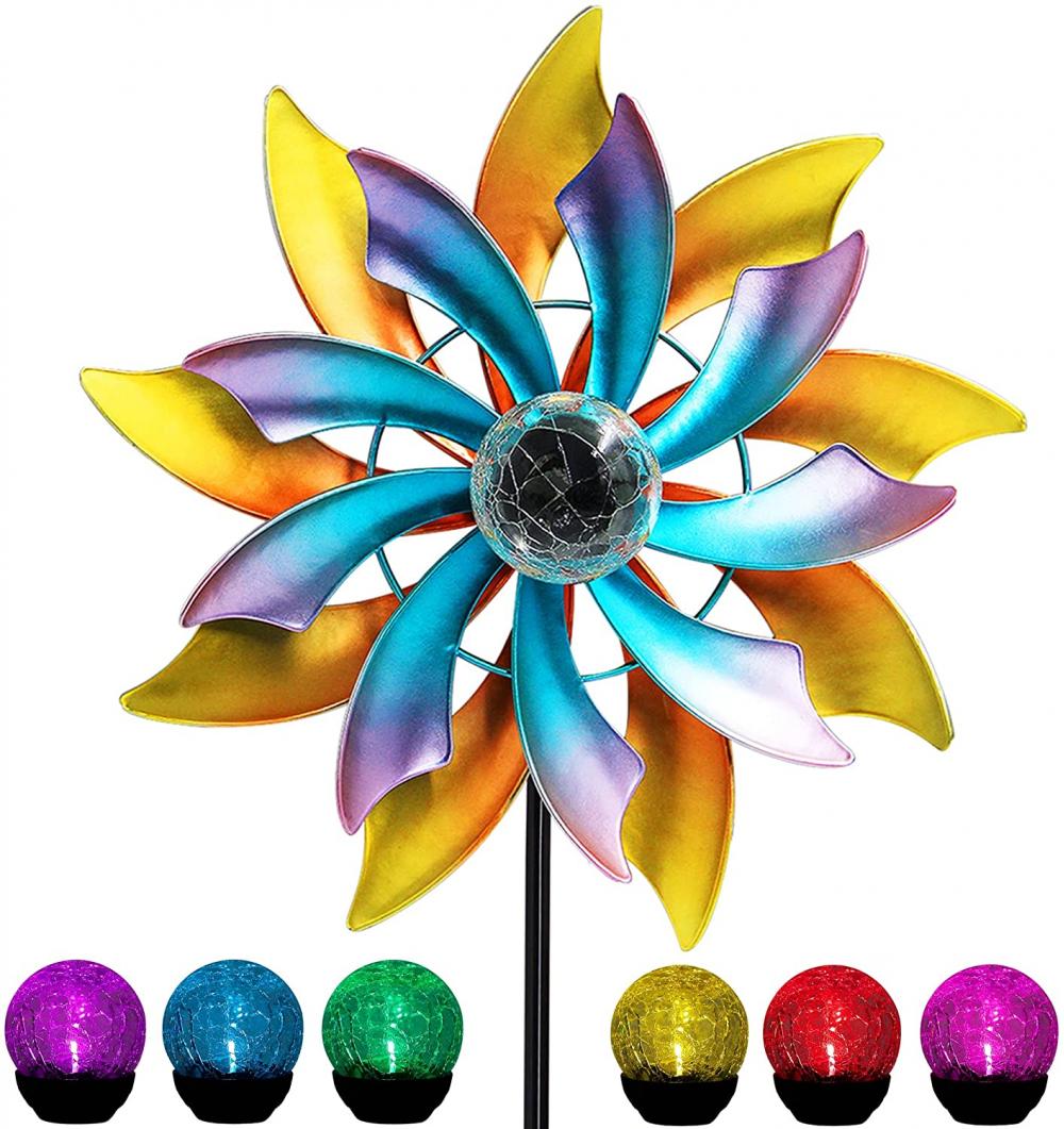 Solar Wind Spinner με Metal Garden Stake