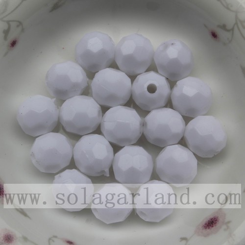 Round ball diamond beads 32 facets cut solid color