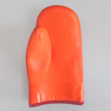 Orange PVC mitten gloves foam insulated liner
