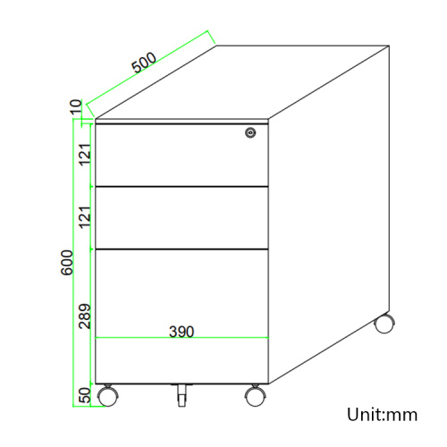 Office Movable Under Desk File Cabinet