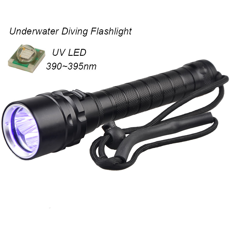 IP68 Underwater Black Light Flashlight Powerful 3LED 395nm Ultra Violet Diving UV Light